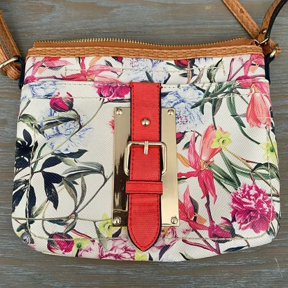 Aldo Floral Crossbody Bag Buckle Detail